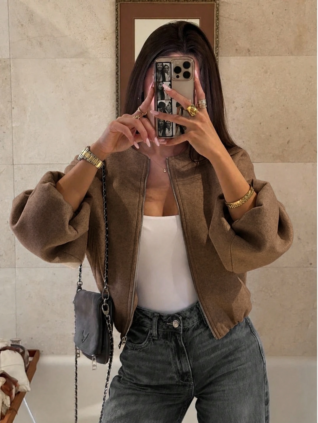 Chaqueta Corta ZIP-uP - Café