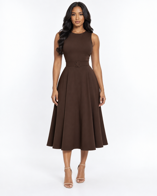 Vestido Midi Ébano Cinturón