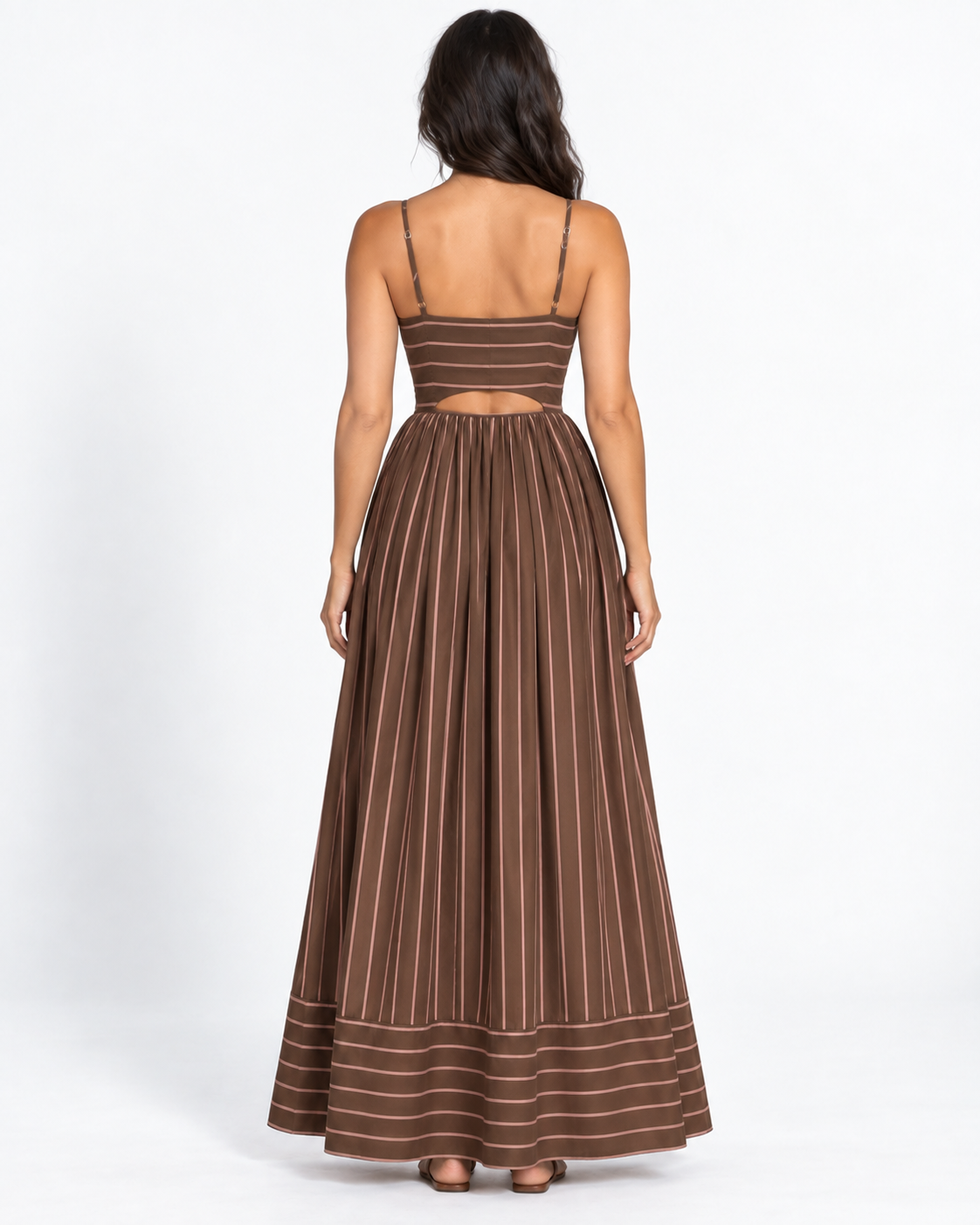 Vestido Maxi Verona Rayas Moka — detalle 1