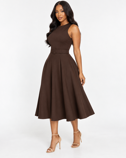 Vestido Midi Ébano Cinturón