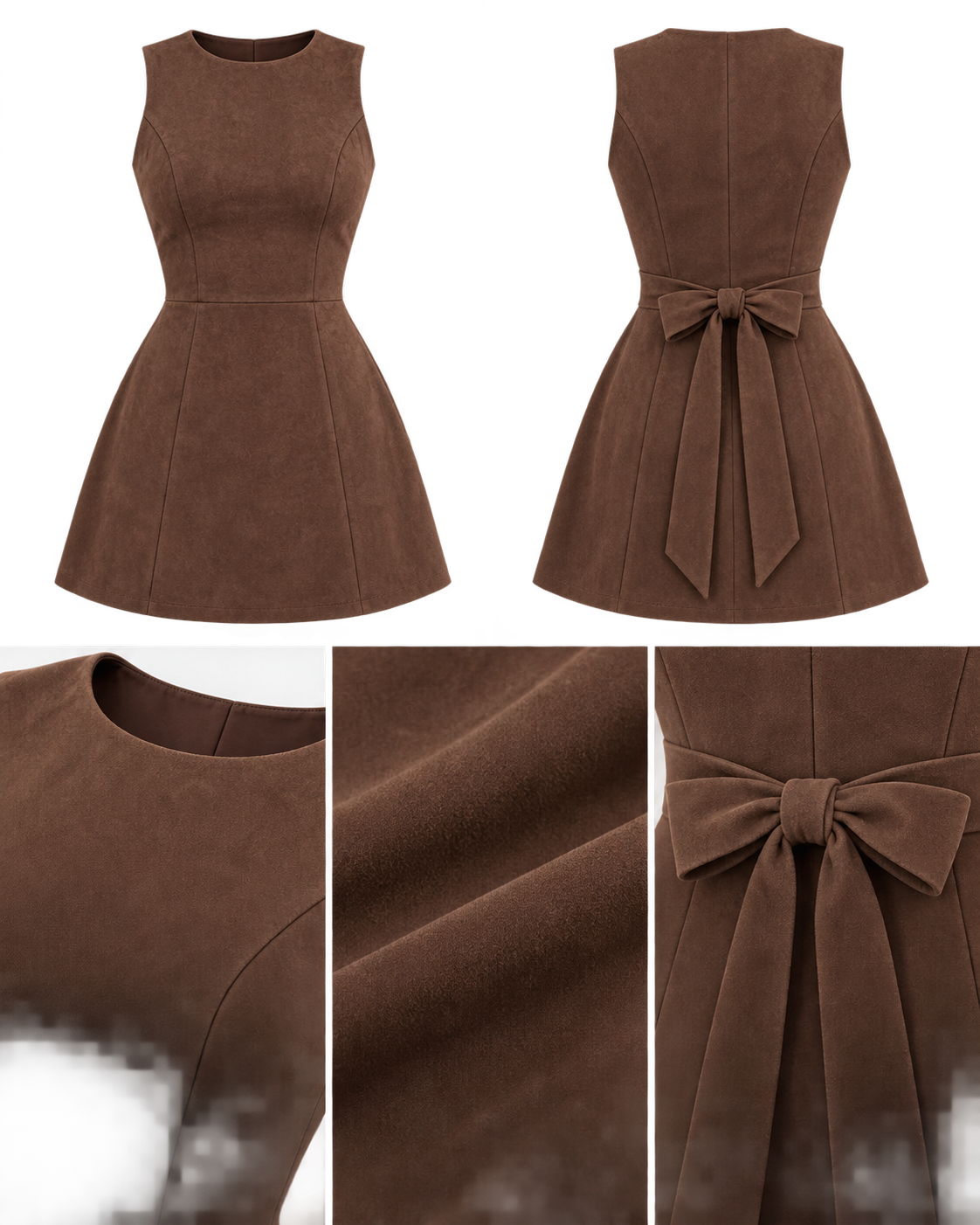 Vestido Mini Cacao Lazo — detalle 3