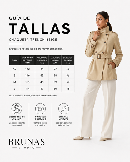 Trench Vintage Cuello Alto - Albaricoque