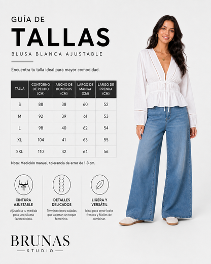 Blusa Bohemia Escote V - Blanca