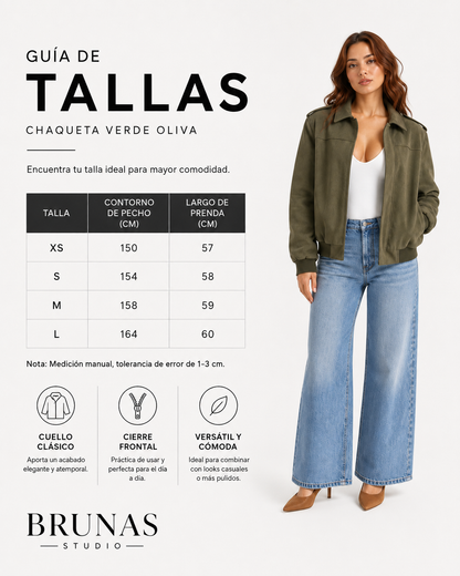 Chaqueta Bomber Ante - Verde Militar