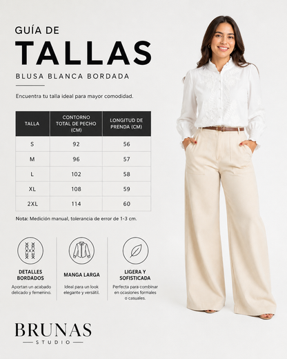 Camisa Floral Bordada - Blanca