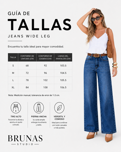Jeans Pierna Ancha Cintura Elástica