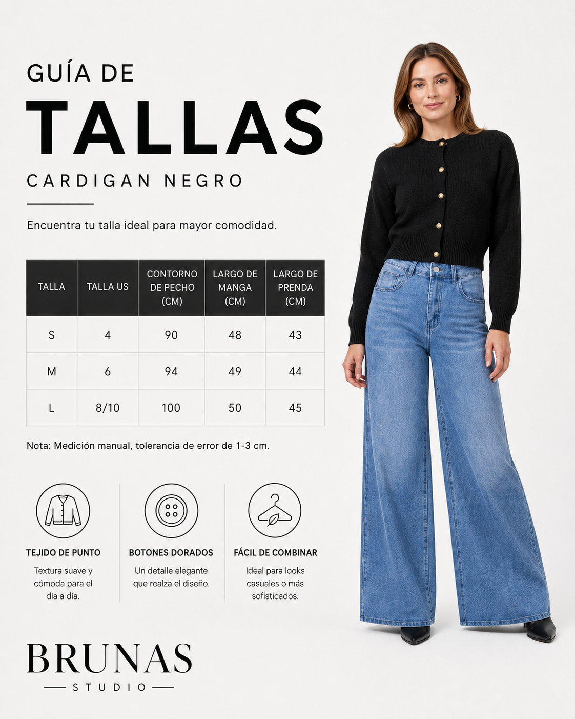 Cárdigan Y2K Botones Dorados