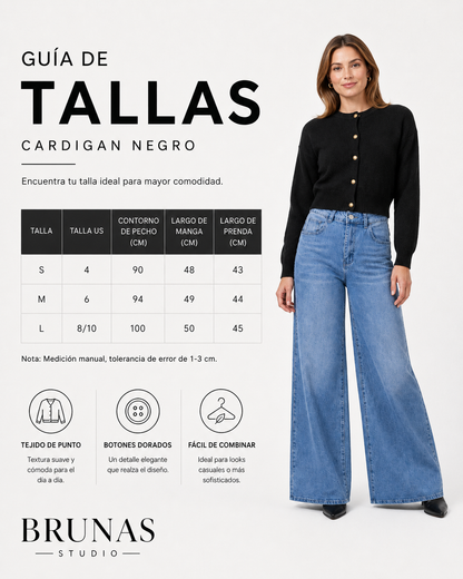 Cárdigan Y2K Botones Dorados