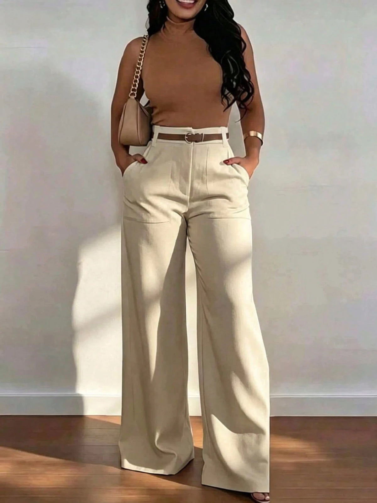 Pantalón katriss palazzo - Beige