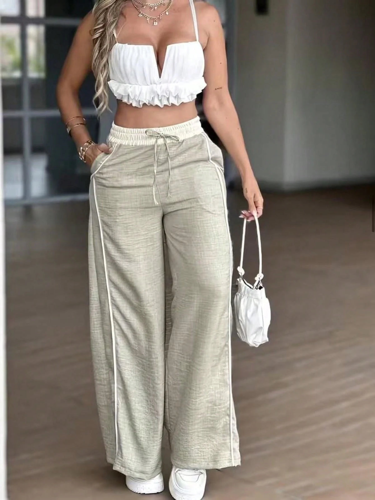 Pantalón Pants cintura Elástica - Beige