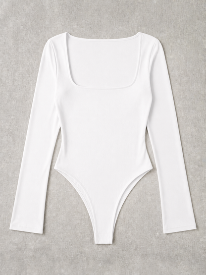 Body Slim Fit Minimalista - Marrón - Blanco