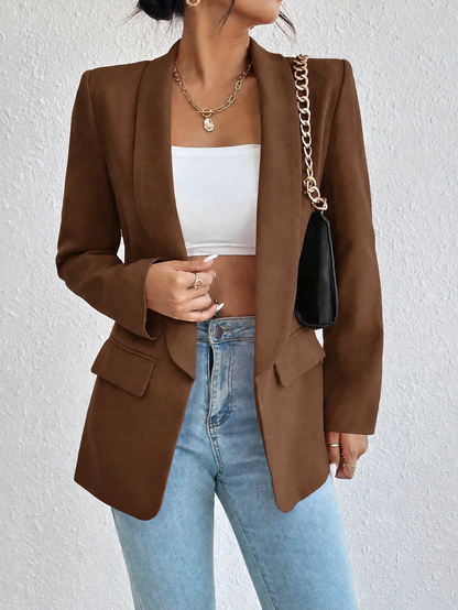 Blazer Casual Solapa Cruzada - Café