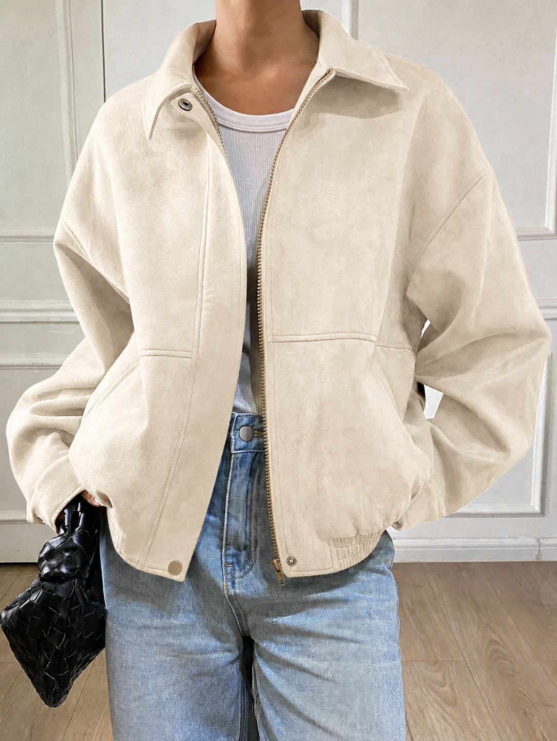 Chaqueta Bomb Oversize - Marrón - Crema