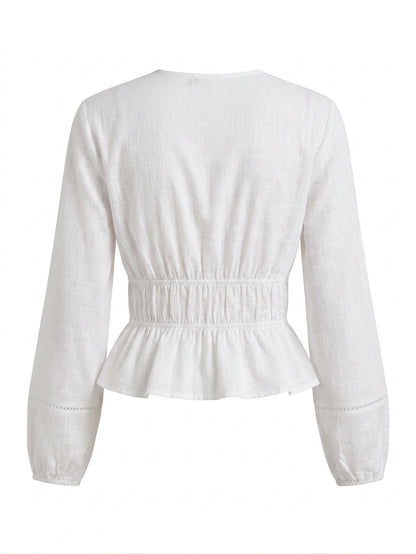 Blusa Bohemia Escote V - Blanca