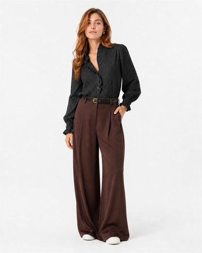 Blusa Tejida Cuello Volantes negra - foto 1