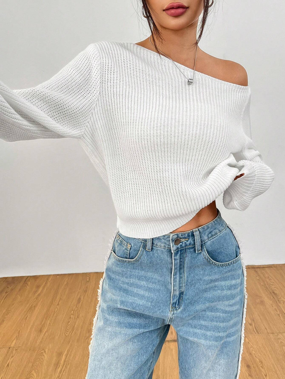 Sweater Off Shoulder Petite - Blanco