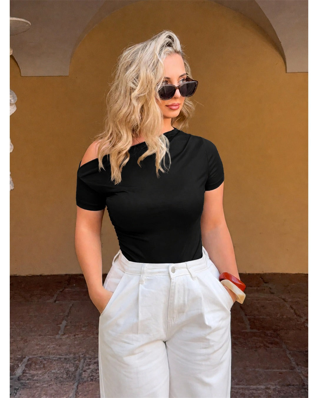 Top Fruncido Tirantes Slim Fit negro - foto 1