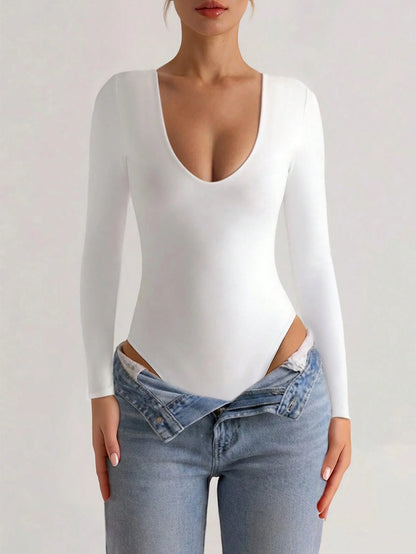 Body Escote V Ajustado - Blanco