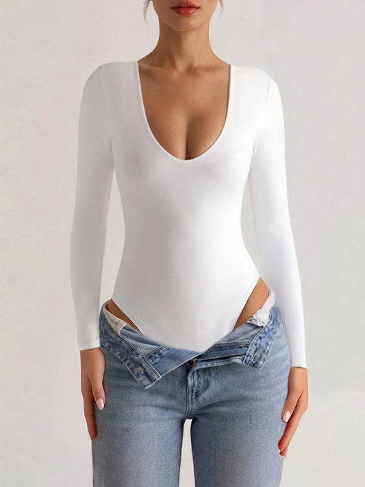 Body Escote V Ajustado - Blanco