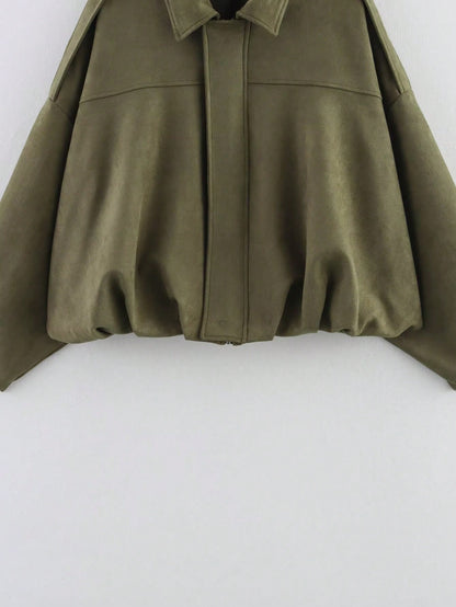 Chaqueta Bomber Ante - Verde Militar