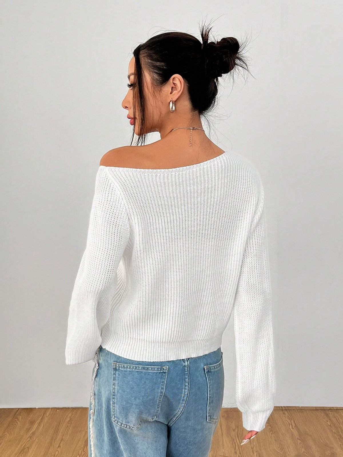 Sweater Off Shoulder Petite - Blanco
