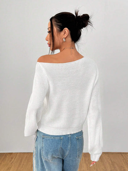 Sweater Off Shoulder Petite - Blanco