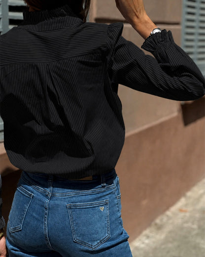 Blusa Tejida Cuello Volantes negra - foto 3