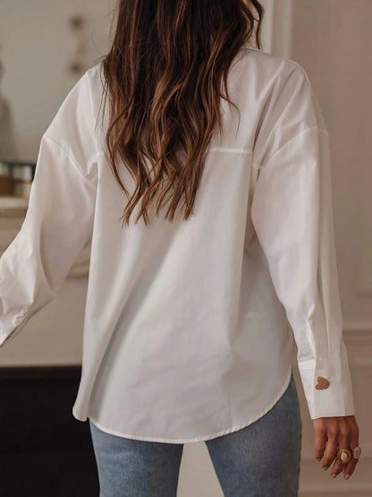 Camisa Botones Corazón - Blanca