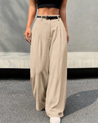 Pantalón Pierna Ancha Con Cinturón beige - foto 4