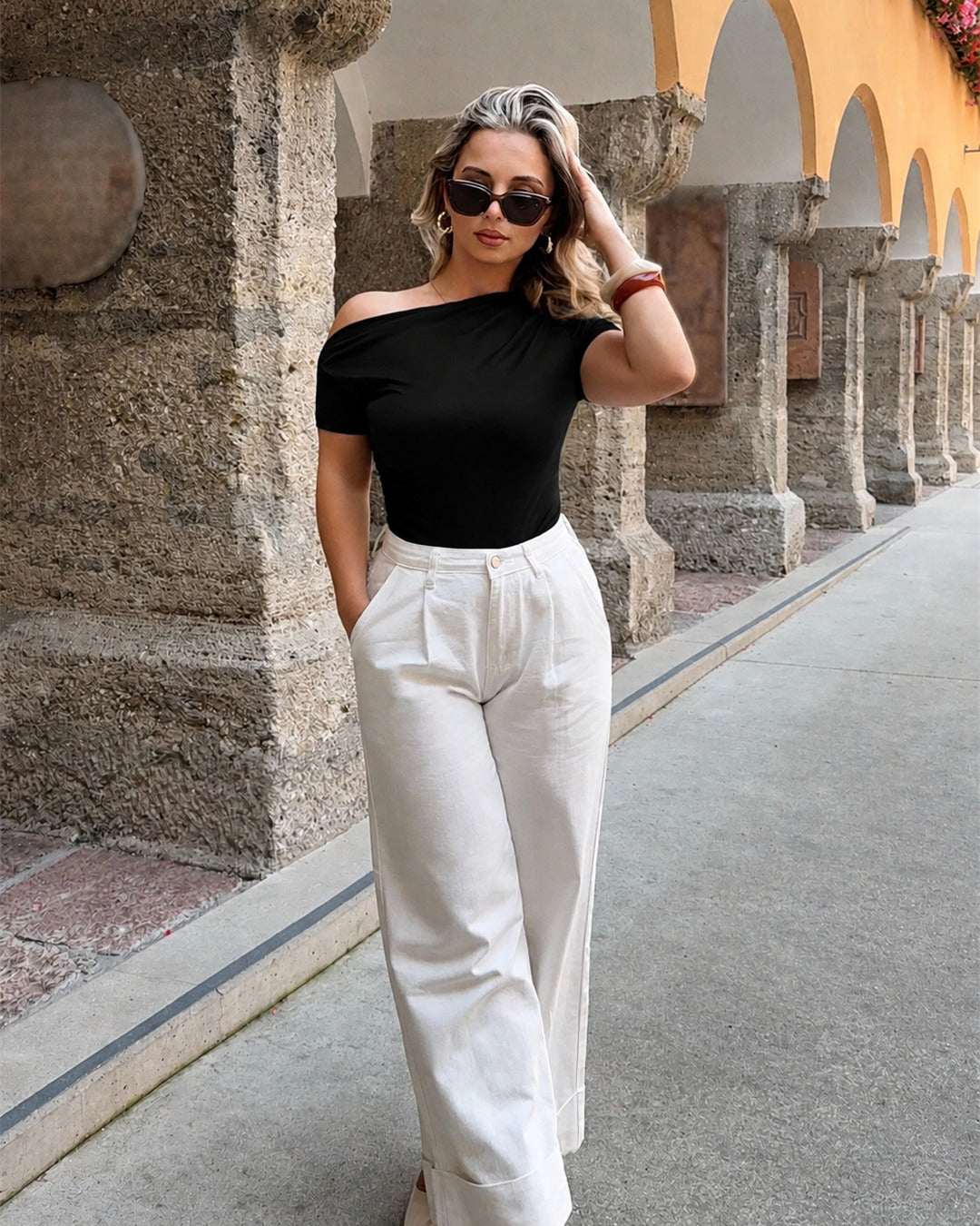 Top Fruncido Tirantes Slim Fit negro - foto 5