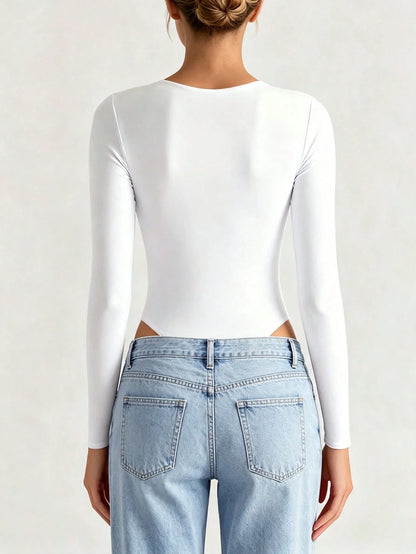 Body Escote V Ajustado - Blanco
