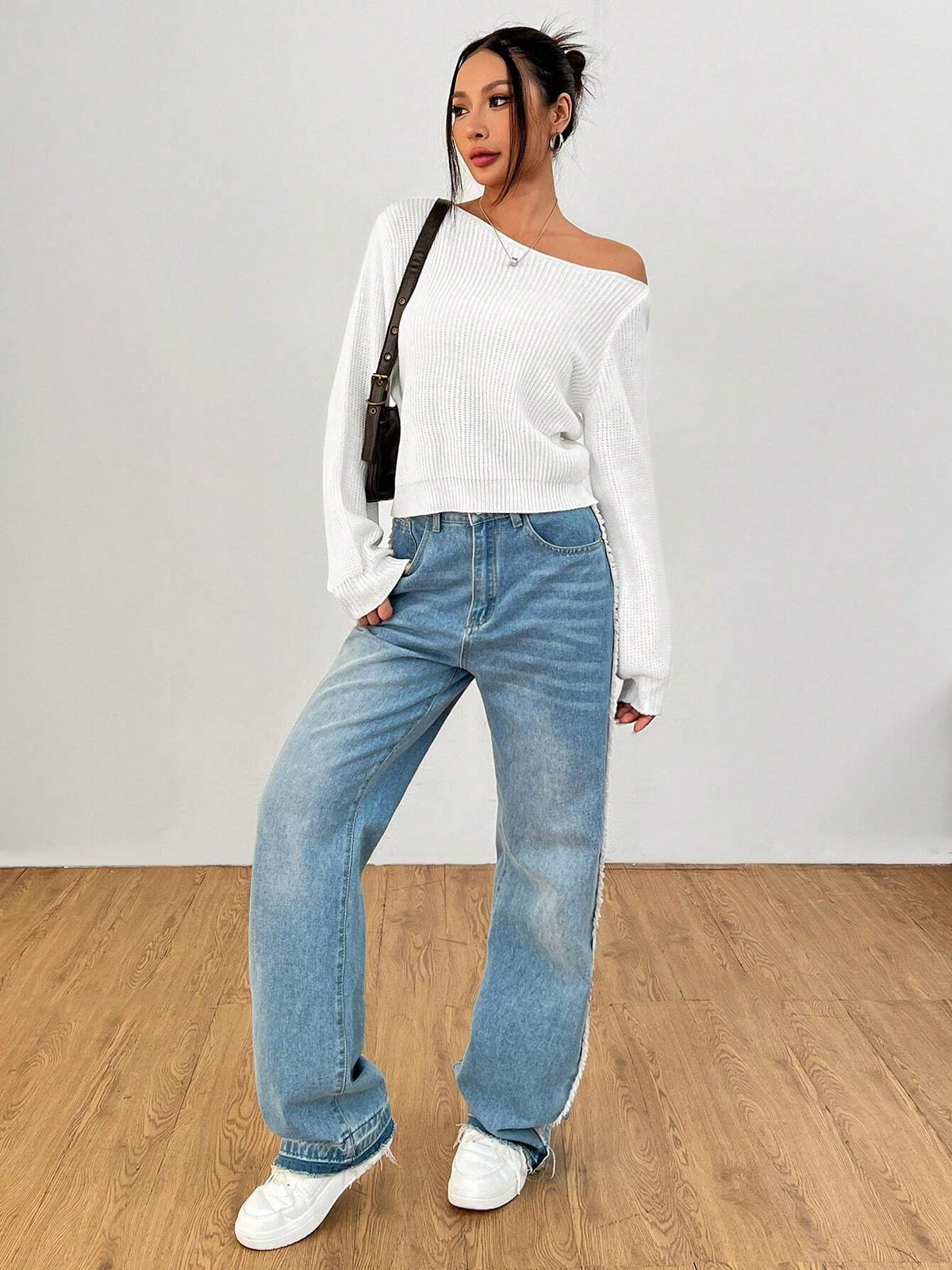 Sweater Off Shoulder Petite - Blanco
