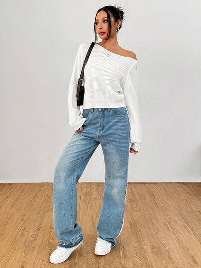 Sweater Off Shoulder Petite - Blanco