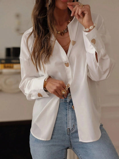 Camisa Botones Corazón - Blanca