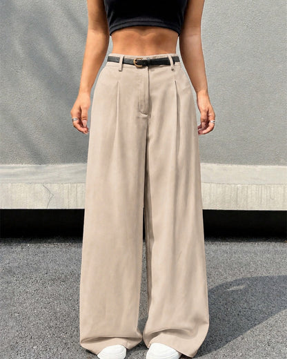 Pantalón Pierna Ancha Con Cinturón beige - foto 6