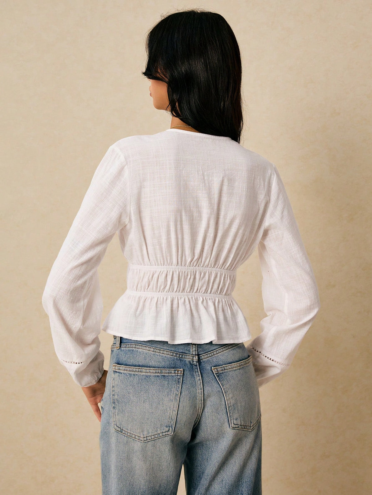 Blusa Bohemia Escote V - Blanca