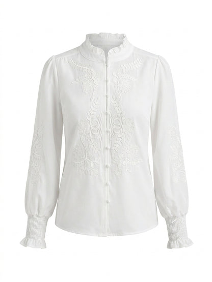 Camisa Floral Bordada - Blanca