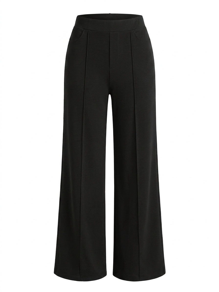 Detalle de Pantalón Palazzo Pierna Ancha Cintura Alta - Negro