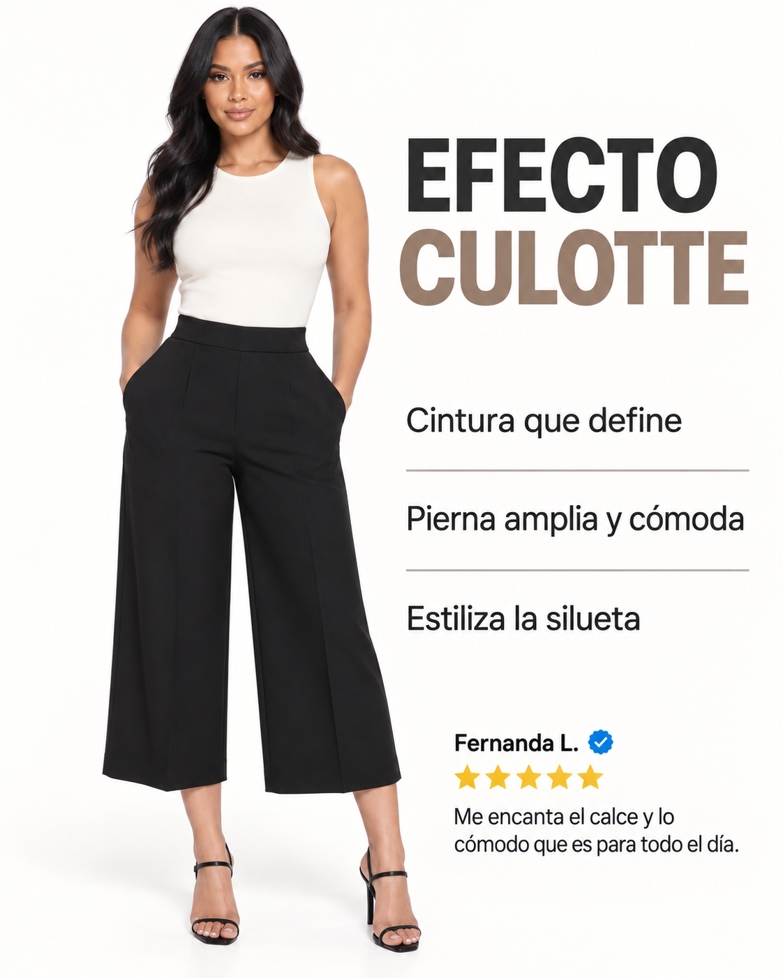 Pantalón Culotte Milano Negro — detalle 4