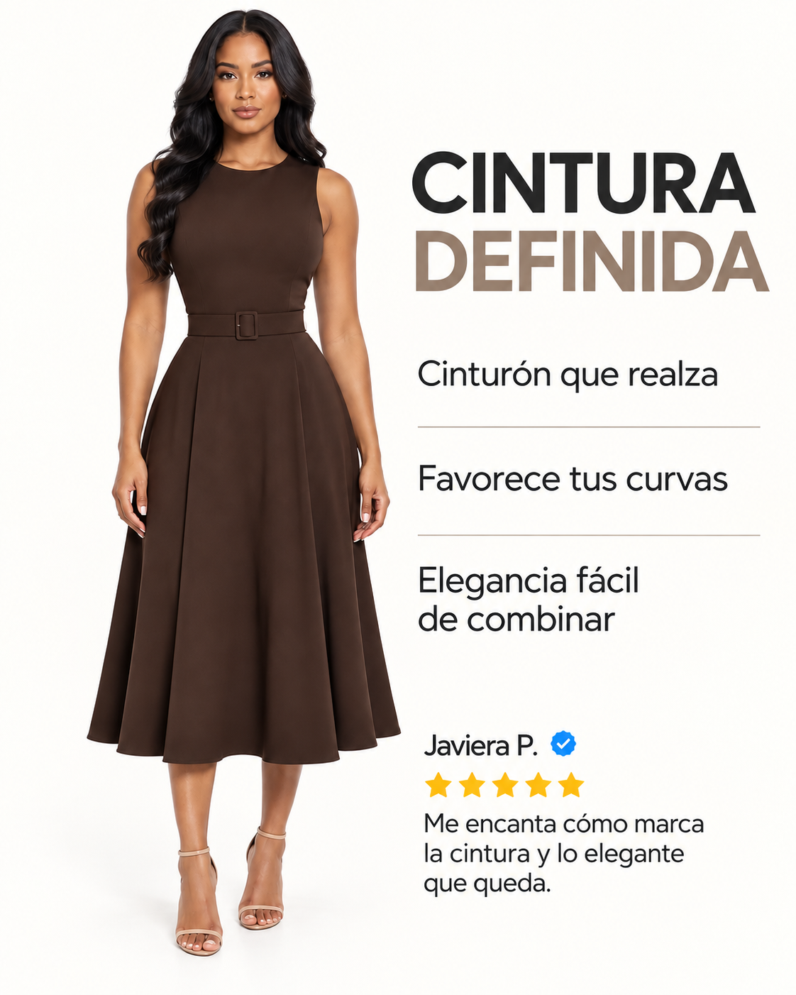 Vestido Midi Ébano Cinturón
