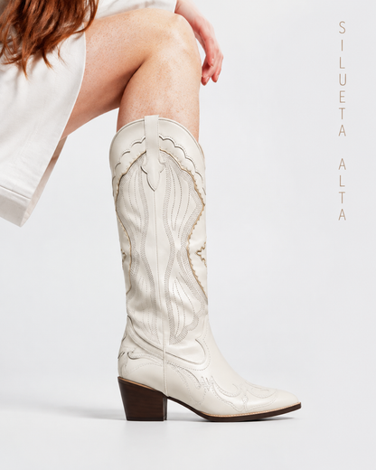Botas western crema perfil